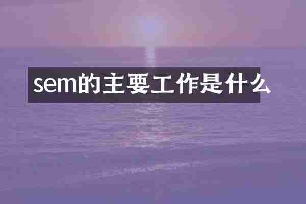 sem的主要工作是什么