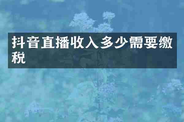 抖音直播收入多少需要缴税