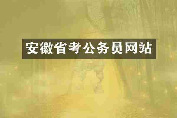 安徽省考公务员网站