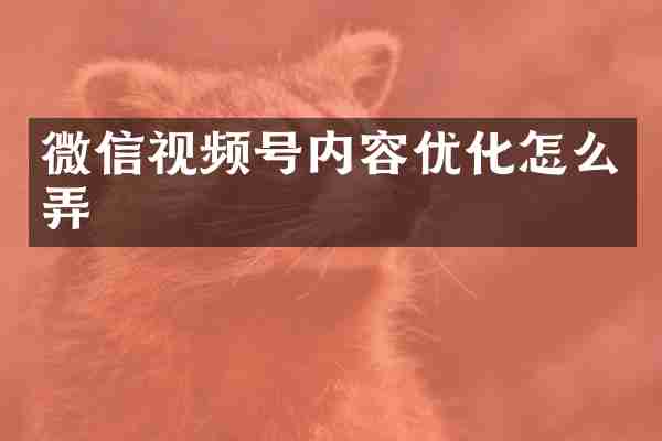 微信视频号内容优化怎么弄