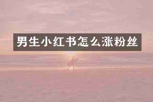男生小红书怎么涨粉丝