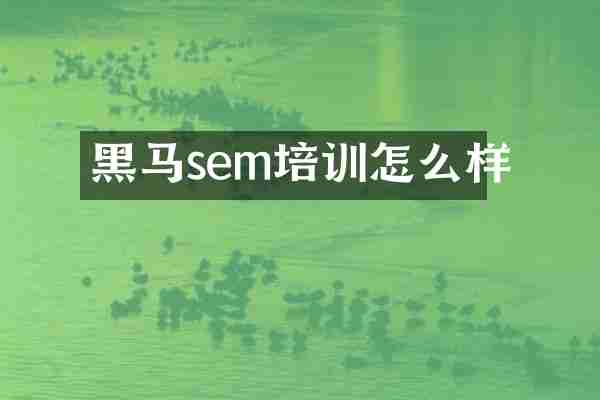黑马sem培训怎么样