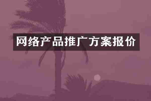 网络产品推广方案报价