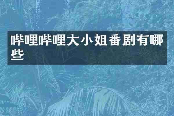 哔哩哔哩大小姐番剧有哪些