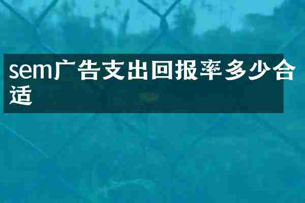 sem广告支出回报率多少合适