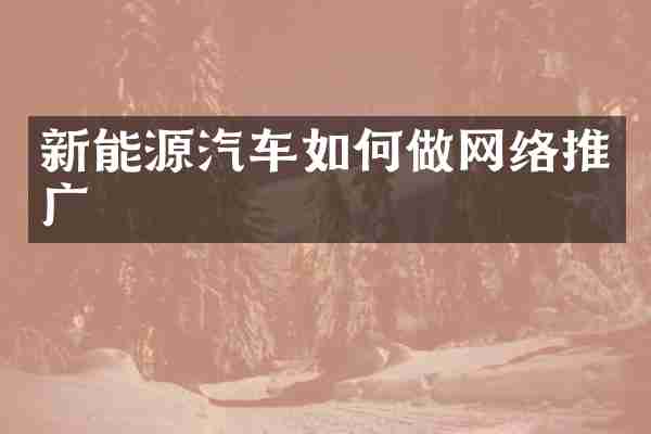 新能源汽车如何做网络推广