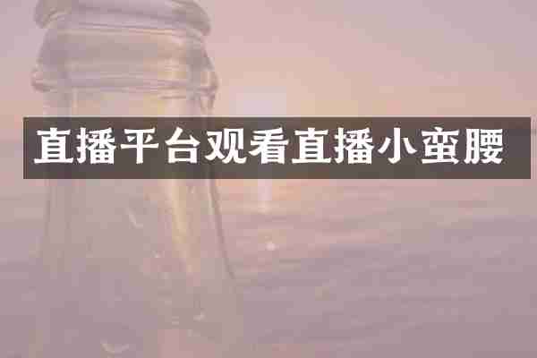 直播平台观看直播小蛮腰
