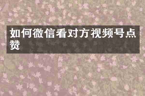 如何微信看对方视频号点赞