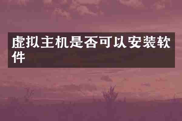 虚拟主机是否可以安装软件