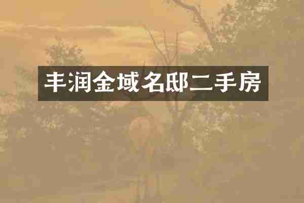 丰润金域名邸二手房