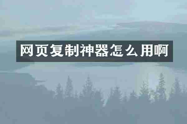 网页复制神器怎么用啊