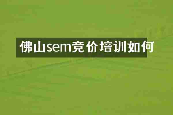 佛山sem竞价培训如何