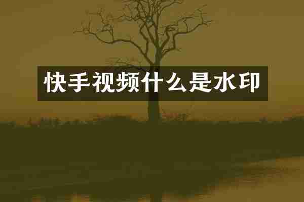 快手视频什么是水印