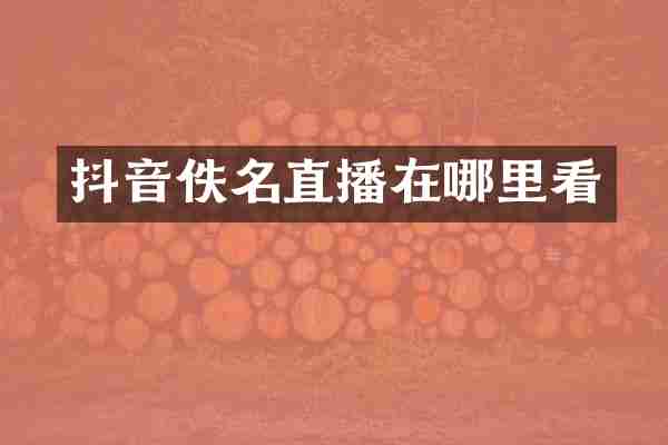 抖音佚名直播在哪里看