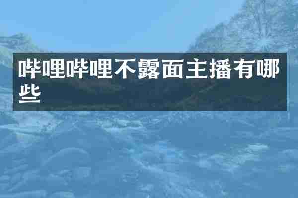 哔哩哔哩不露面主播有哪些