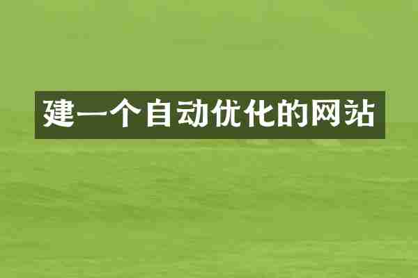 建一个自动优化的网站