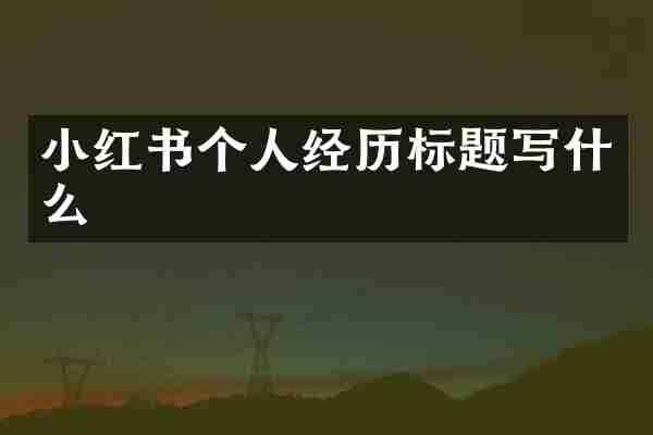 小红书个人经历标题写什么
