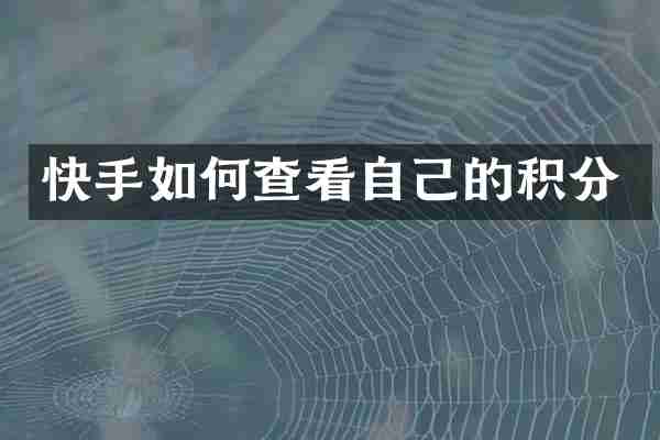 快手如何查看自己的积分