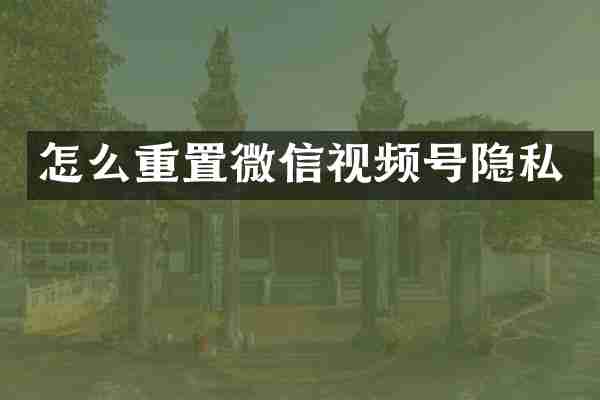 怎么重置微信视频号隐私