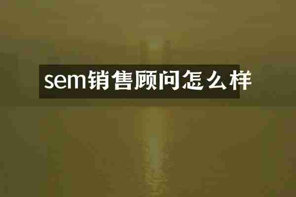 sem销售顾问怎么样