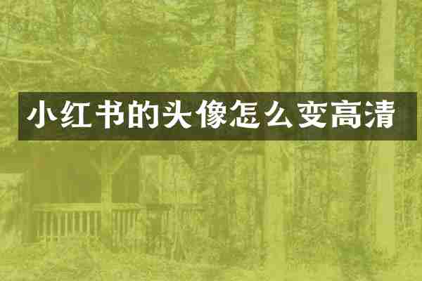 小红书的头像怎么变高清