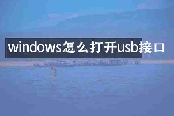 windows怎么打开usb接口