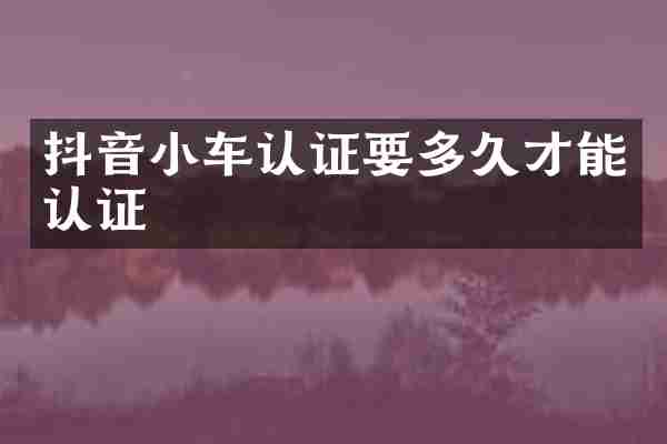 抖音小车认证要多久才能认证