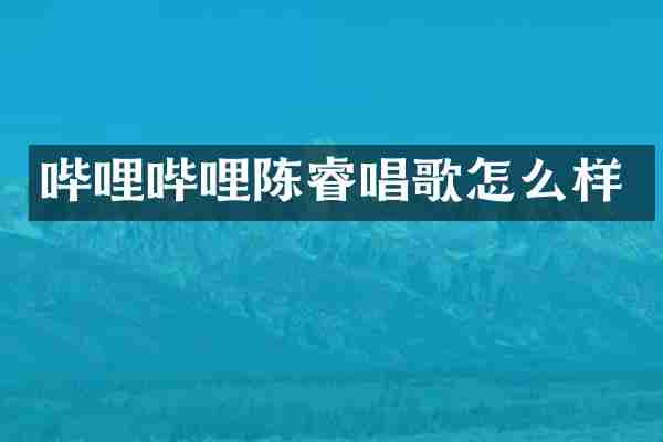 哔哩哔哩陈睿唱歌怎么样