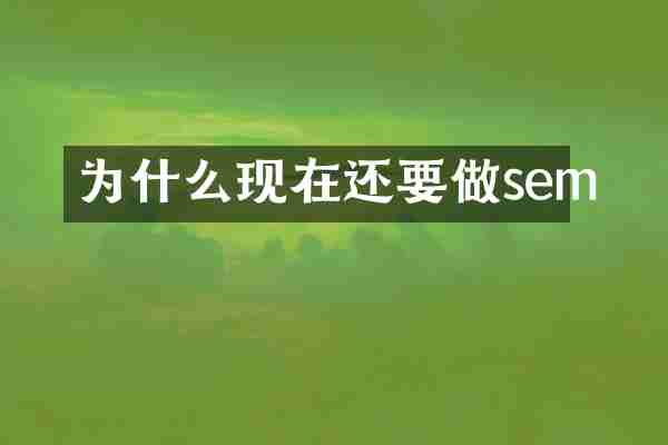 为什么现在还要做sem