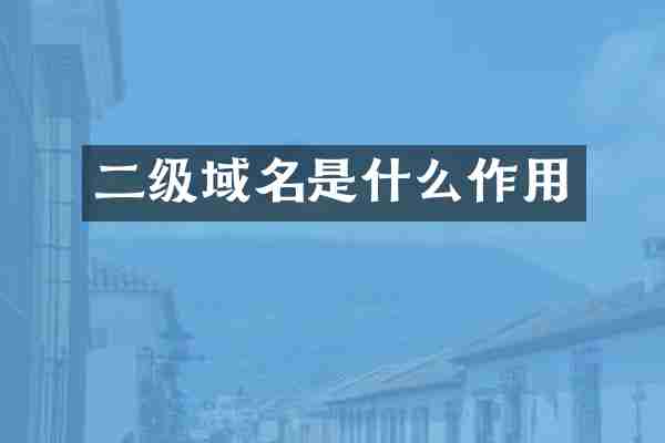 二级域名是什么作用