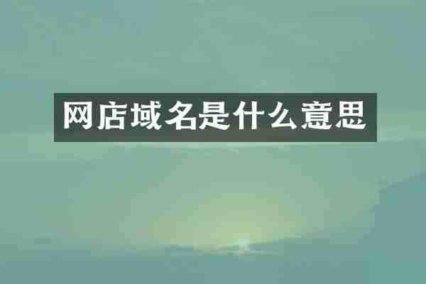网店域名是什么意思