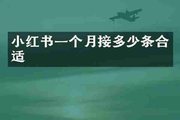 小红书一个月接多少条合适