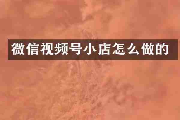 微信视频号小店怎么做的