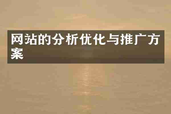网站的分析优化与推广方案
