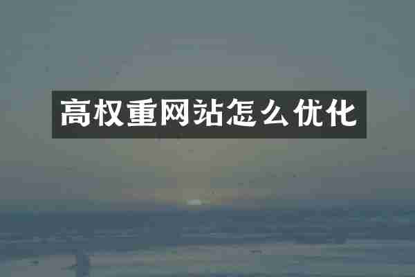 高权重网站怎么优化