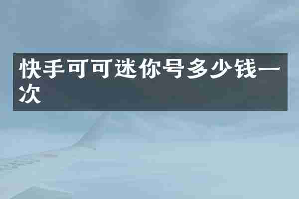 快手可可迷你号多少钱一次