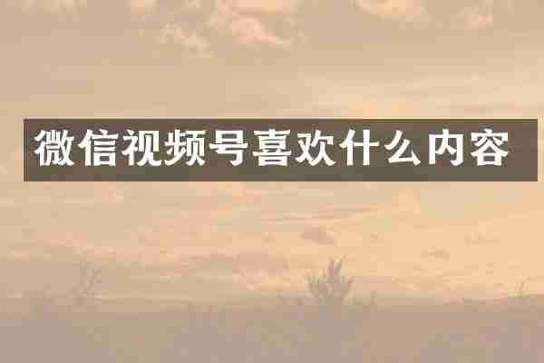 微信视频号喜欢什么内容