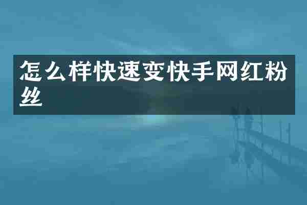 怎么样快速变快手网红粉丝