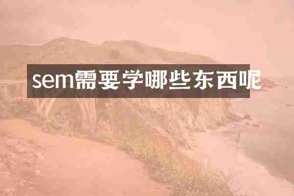 sem需要学哪些东西呢