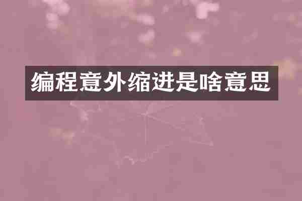 编程意外缩进是啥意思