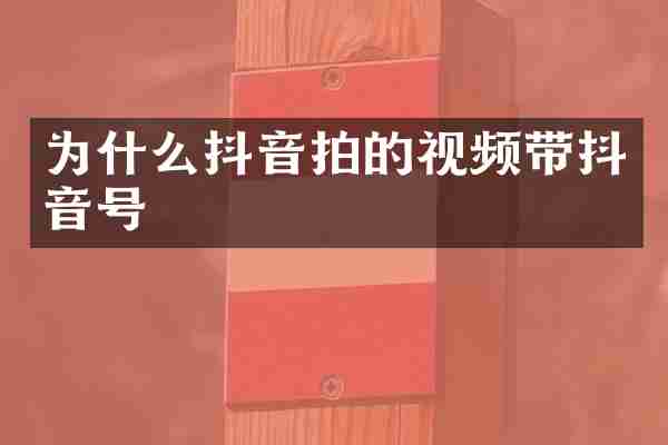 为什么抖音拍的视频带抖音号