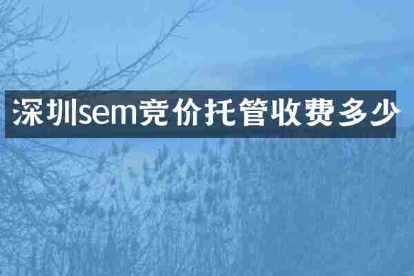 深圳sem竞价托管收费多少