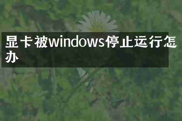 显卡被windows停止运行怎么办