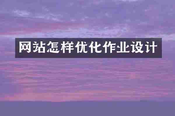 网站怎样优化作业设计