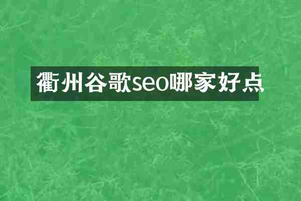 衢州谷歌seo哪家好点