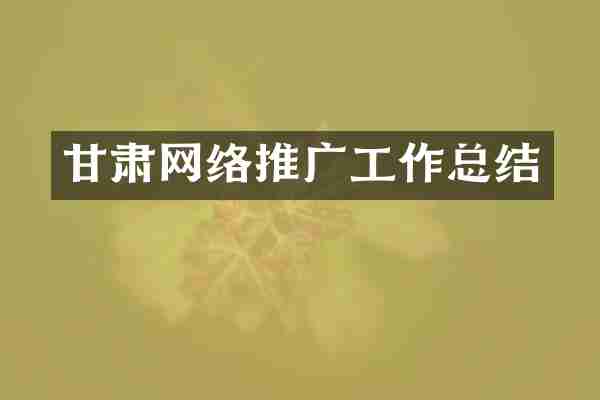 甘肃网络推广工作总结