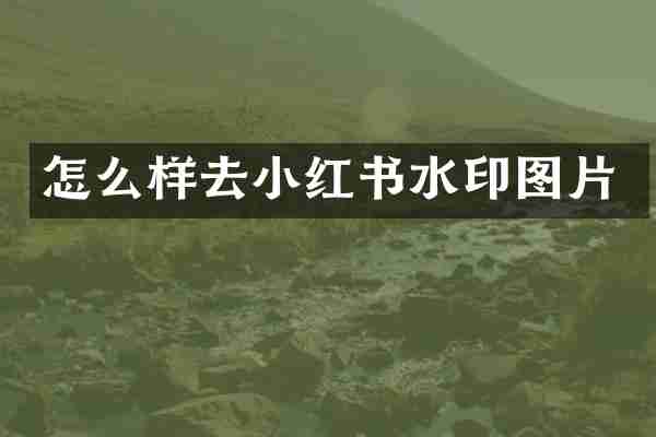 怎么样去小红书水印图片