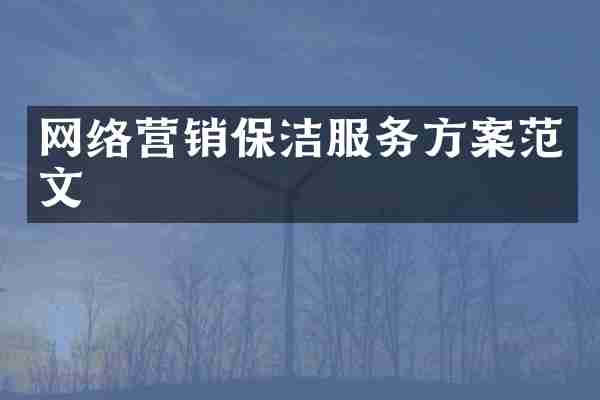 网络营销保洁服务方案范文