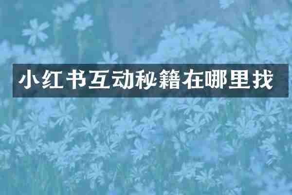 小红书互动秘籍在哪里找