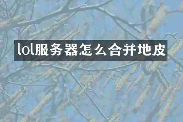 lol服务器怎么合并地皮